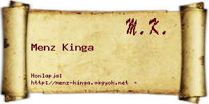 Menz Kinga névjegykártya